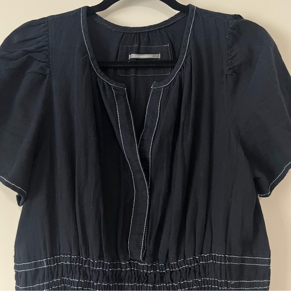 Anthropologie Somerset Black Mini Dress with White Topstitching - Picture 4 of 10